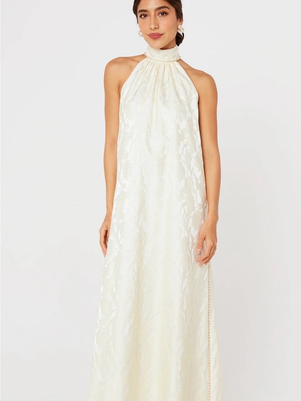 Abbey Glass - LIKE NEW - Rory Gown Ivory Garden Embossed Satin, size M